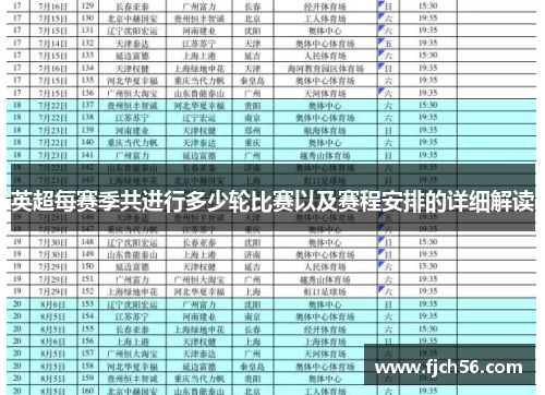英超每赛季共进行多少轮比赛以及赛程安排的详细解读