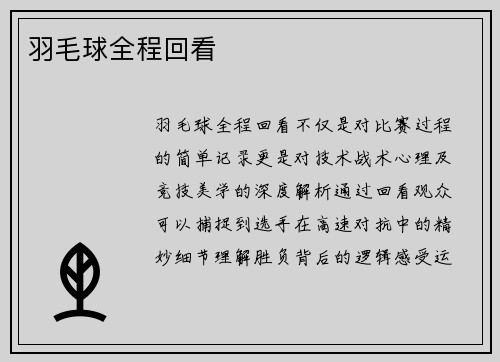 羽毛球全程回看